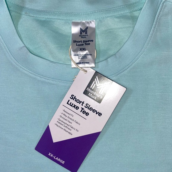 Members Mark Womens Luxe Tee Aqua Blue Short Sleeve Relaxed Fit XXL - Picture 2 of 7